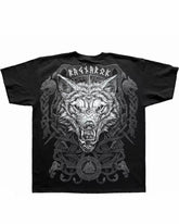 Plus Size Men's T-Shirt Viking Warrior And Wolf Buddy-Printed Front And Back